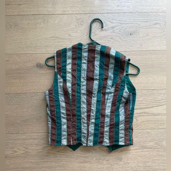 Vintage reversible western button up vest teal brown - Picture 2 of 4